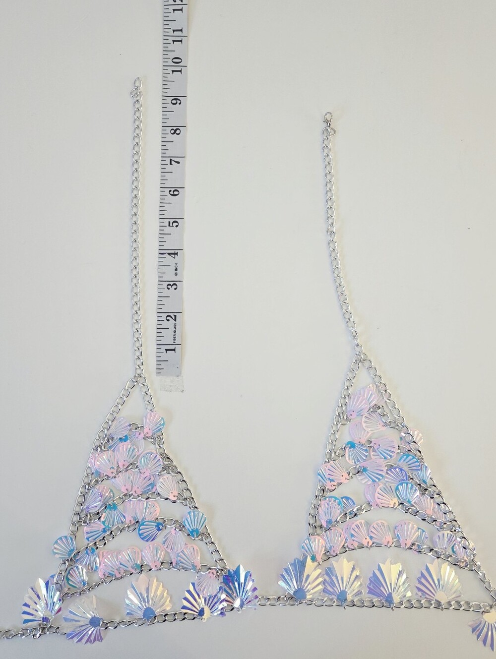 Silver body chain with iridescent shell charms decor - Picture 8 of 8